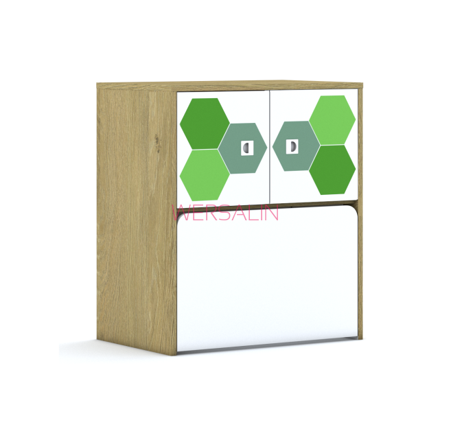 Regał Blox Hex Green 70 2PP 2F1 z skrzynią