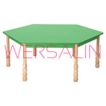 Stolik drewniany SZEŚCIOKĄTNY bukowy i kolorowy - 6