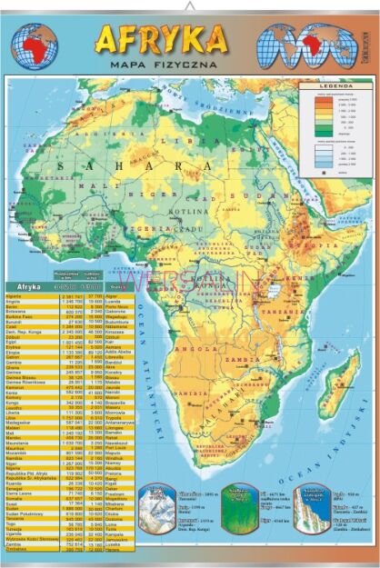 Afryka - mapa fizyczna