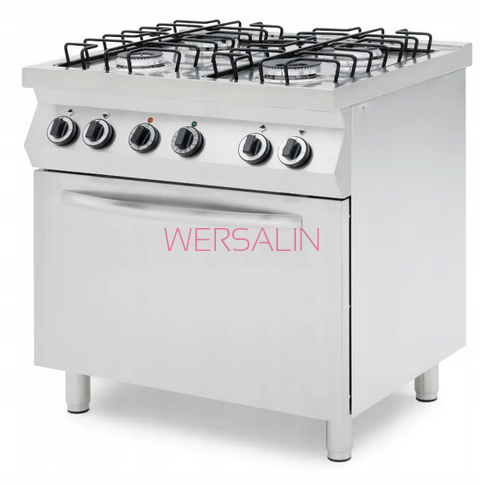 Kuchnia gazowa 4-palnikowa z konwekcyjnym piekarnikiem elektrycznym/ gazowym