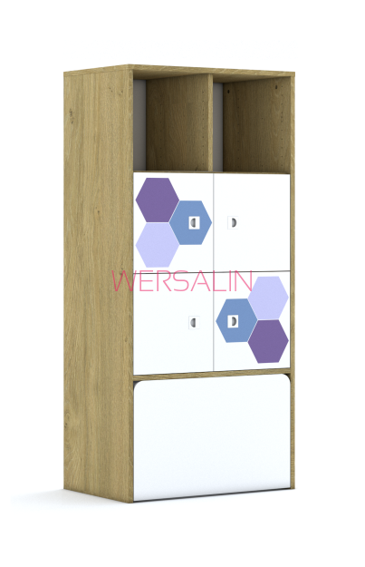 Regał Blox Hex Violet Blue 70 4PP 4F1 ze skrzynią