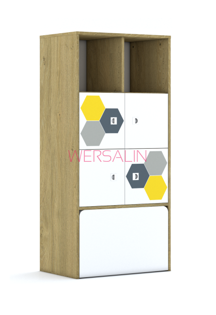 Regał Blox Hex Yellow Grey 70 4PP 4F1 ze skrzynią