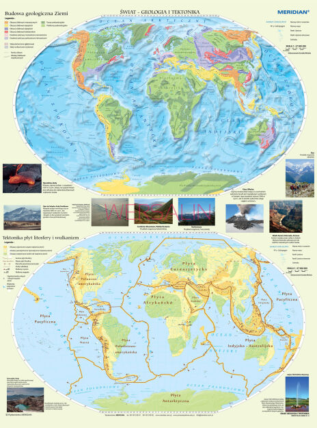 Świat - geologia i tektonika - mapa ścienna