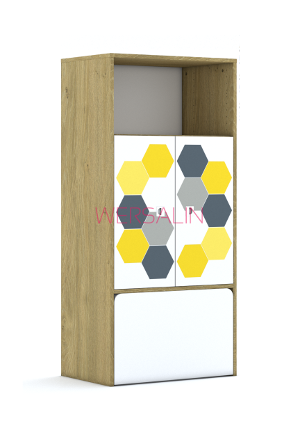 Regał Blox Hex Yellow Grey 70 4P 2F2 ze skrzynią