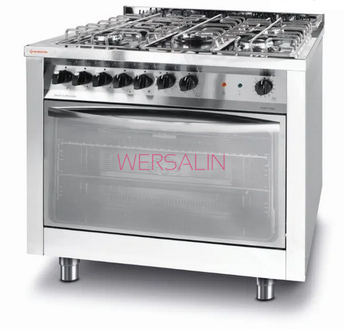 Kuchnia gazowa 5-palnikowa z konwekcyjnym piekarnikiem elektrycznym z grillem