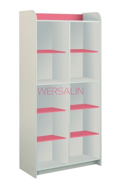 Regał z 8 półkami wysoki RÓŻOWY