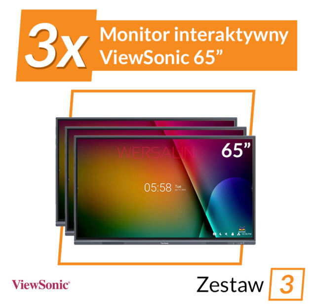 Zestaw Monitor interaktywny Viewsonic 3x 65″ IFP6533-G 4K 65
