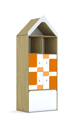 Regał Blox Pastel 70 4PP 4F1 z daszkiem i skrzynią