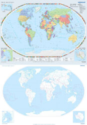DUO Świat polityczny / konturowy ćwiczeniowy (2021) - dwustronna mapa ścienna