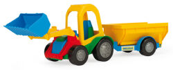 COLOR CARS - TRAKTOR Z ŁYŻKĄ I PRZYCZEPĄ TOWAROWĄ