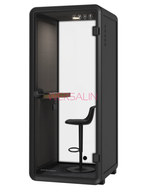 Kabina akustyczna do biura jednoosobowa Small Booth czarny/szary 3D