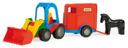 COLOR CARS - TRAKTOR Z ŁYŻKĄ I PRZYCZEPĄ Z KONIEM