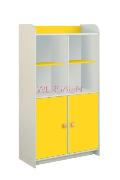 Regał z 2 drzwiczkami średni kolor ŻÓŁTY