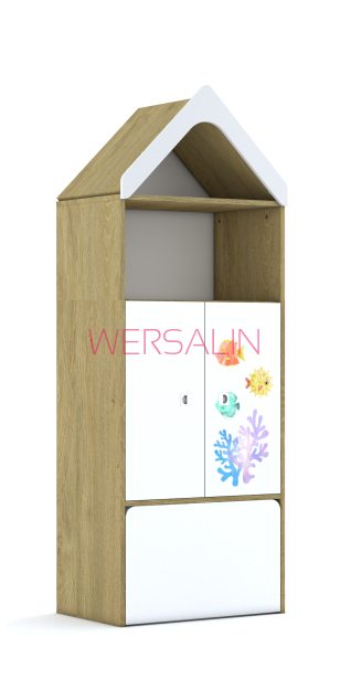 Regał Blox Ocean 70 4P 2F2 z daszkiem i skrzynią