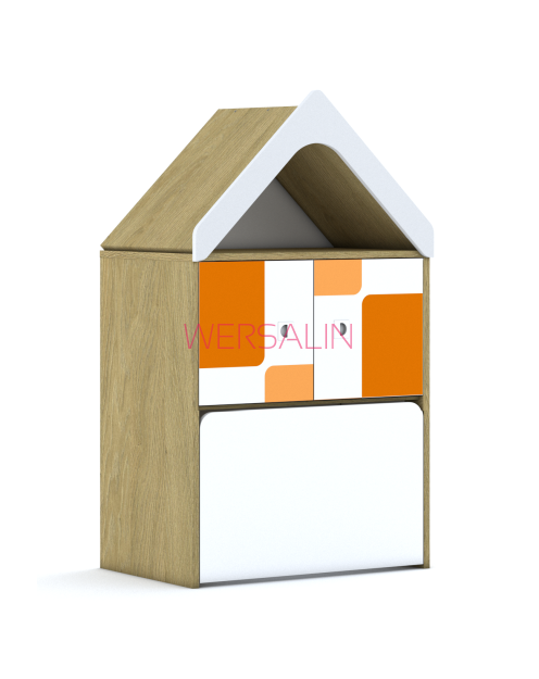 Regał Blox Pastel 70 2PP 2F1 z daszkiem i skrzynią