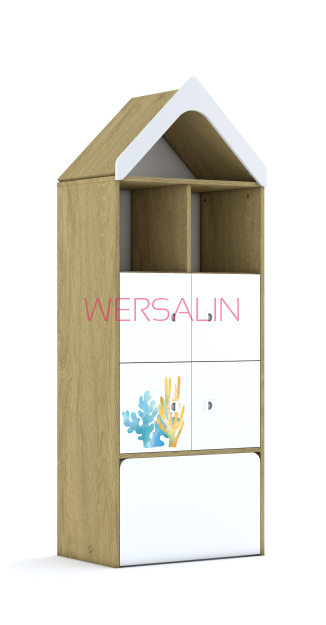 Regał Blox Ocean 70 4PP 4F1 z daszkiem i skrzynia