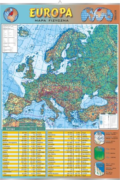 Europa - mapa fizyczna