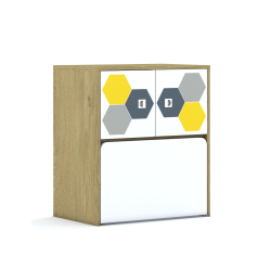 Regał Blox Hex Yellow Grey 70 2PP 2F1 z skrzynią