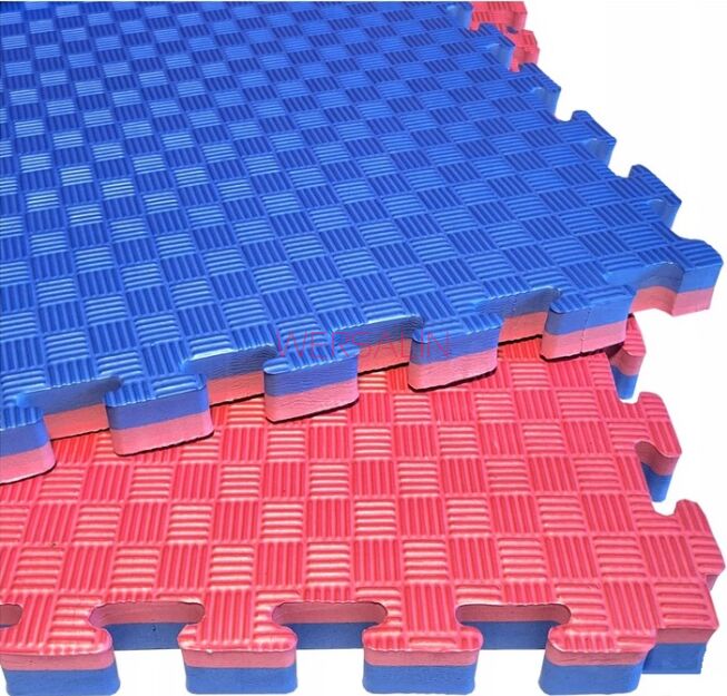 Mata podłogowa 100x100 niebiesko-czerwona