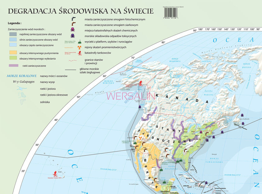 Degradacja środowiska na świecie - mapa ścienna