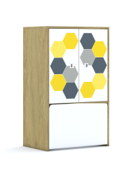 Regał Blox Hex Yellow Grey 70 3P 2F2 z skrzynią