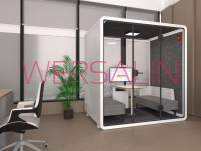 Kabina akustyczna do biura czteroosobowa Large Booth biały/szary 3D - 3