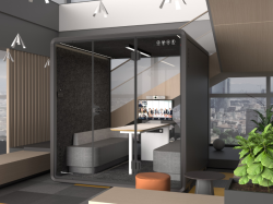 Kabina akustyczna do biura czteroosobowa Large Booth czarny/szary 3D