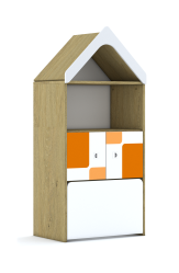 Regał Blox Pastel 70 3P 2F1 z daszkiem i skrzynią